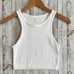 Y&G Women’s Ribbed Tank Crop Top White sz XS/S Yoga Balletcore School